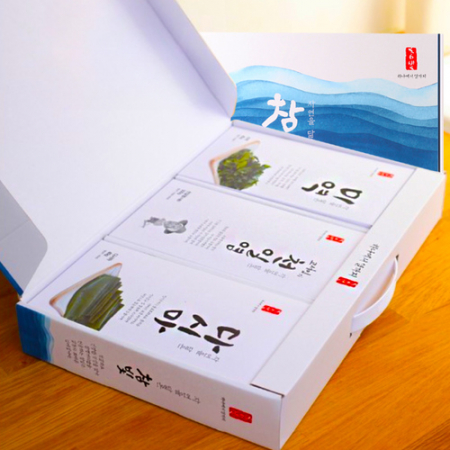 (참빛) 자담1호 손잡이박스 3종선물세트 다시마40g+천일염500g+미역40g #2