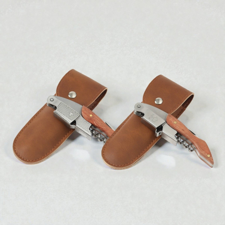 우드 핸들 와인 오프너 (가죽 케이스 포함) #2