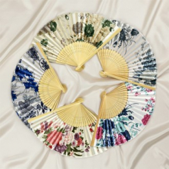 (기성)전통부채 실크천큰꽃 무늬 그림 큰꽃부채 실크인쇄