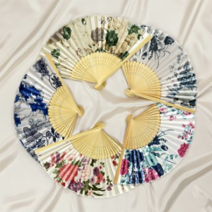 (기성)전통부채 실크천큰꽃 무늬 그림 큰꽃부채 실크인쇄