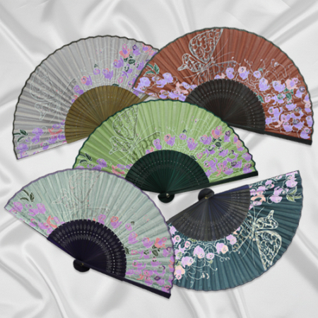 (기성)전통부채 장미 포리부채 고급실크천 실크인쇄(케이스포함) #2