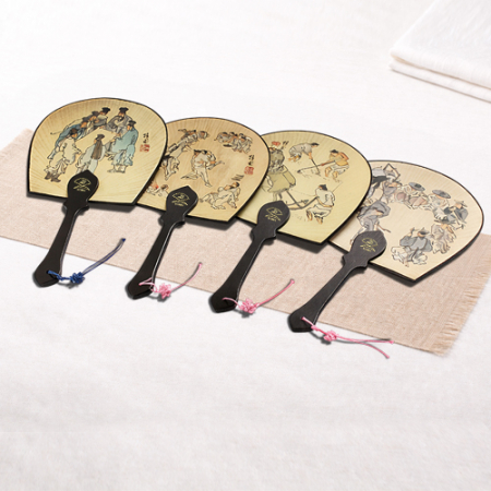 (기성)전통부채 민속선부채 민속 선부채(대/중)실크인쇄 (매듭포함) #3