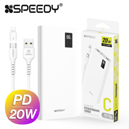 스피디 슬림 핏 PD 20W 고속 보조배터리 10000mAh (C타입 케이블+8핀 젠더 #2