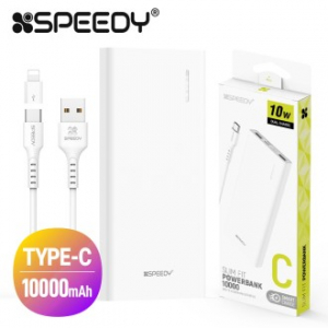 스피디 슬림 핏 보조배터리 10000mAh (C타입 케이블+8핀 젠더)