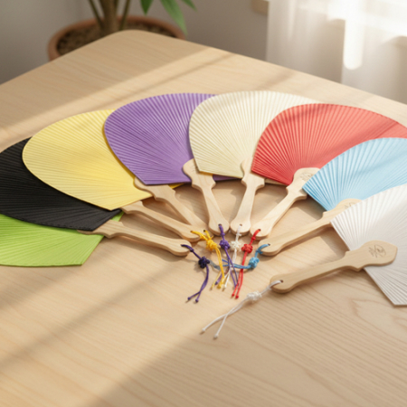 (기성)전통부채 한지선 한지 선 부채(대/大) 실크인쇄(매듭포함) #2