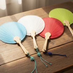 (기성)전통부채 한지선 한지 선 부채(소/小) 실크인쇄(매듭포함)