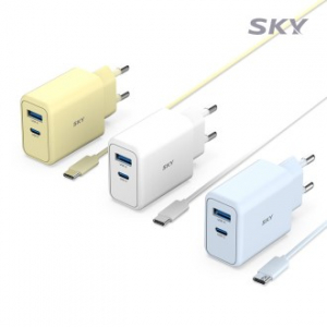 스카이 필 GaN 25W 듀얼 2포트 초고속 충전기+40W C to C 1.2M 케이블