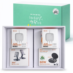 팝폰 CS70-1 실속 선물세트 (초고속 멀티충전기 핸드폰거치대 여행용어댑터)