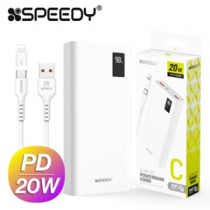 스피디 슬림 핏 PD 20W 고속 보조배터리 20000mAh (C타입 케이블+8핀 젠더)