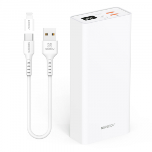 스피디 슬림 핏 PD 20W 고속 보조배터리 30000mAh (C타입 케이블+8핀 젠더)