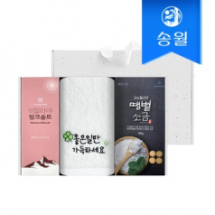 송월타올 소금 답례품 세트(좋은일클로버150g1+핑크솔트180g1+볶은소금180g1)