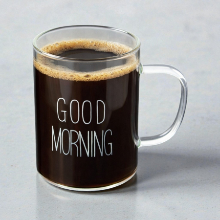 굿모닝 화이트 손잡이 유리컵 400ml (2color) #2