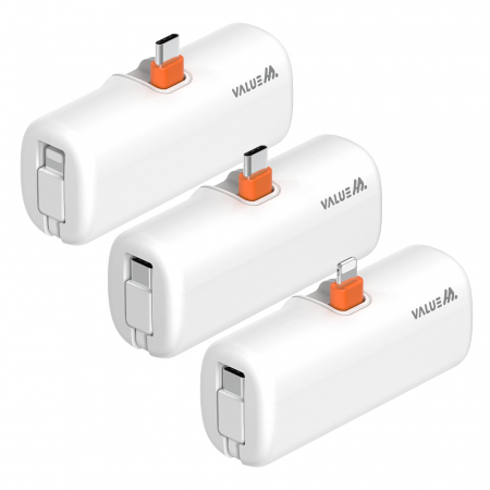 [밸류엠] PD 20W 2in1 접이식 일체형 도킹 보조배터리 5000mAh D4 (C타입/8핀) #2