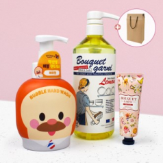 부케가르니 주방세제 750ml+애경 브래드이발소 핸드워시 500ml+부케가르니 핸드크림 50g