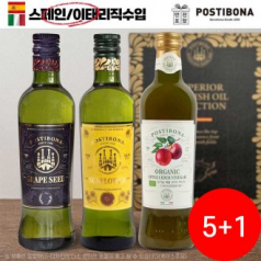 5+1 포스티보나 오일 비니거 3종 선물세트(포도씨유/해바라기유/애플식초각500ml)