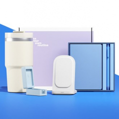 루티네 선물세트 밀크티텀블러+칫솔살균기+무선충전기+노트볼펜