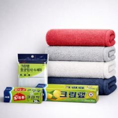 크린랩 송월타올 생활건강세트 휴대용 30매 수세미 세면수건 송월수건 크린랲