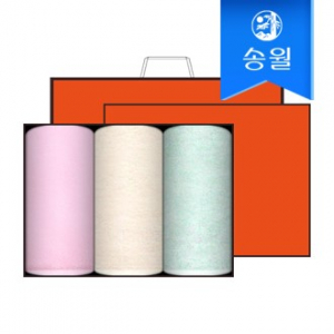 송월타월 라이트무지 3매 선물세트(오렌지상하+쇼핑백) 답례품