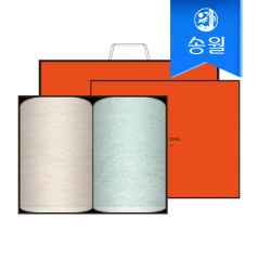 송월타월 라이트무지 2매 선물세트(오렌지상하+쇼핑백) 답례품