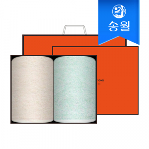 송월타월 라이트무지 2매 선물세트(오렌지상하+쇼핑백) 답례품