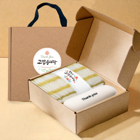 송월타올 호텔수건 스트라이프 220G 30수+머쉬룸 5단 암막 양우산 선물 세트 #2