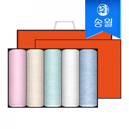 송월타월 라이트무지 5매 선물세트(오렌지상하+쇼핑백) 답례품 #2