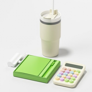 벨솔라 선물세트 밀크티텀블러+노트볼펜세트+계산기+보조배터리