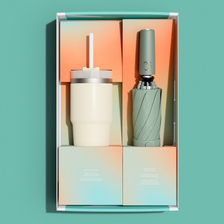 벨솔라 선물세트 거꾸로 2세대 자동 우양산 + 밀크티 텀블러 #2