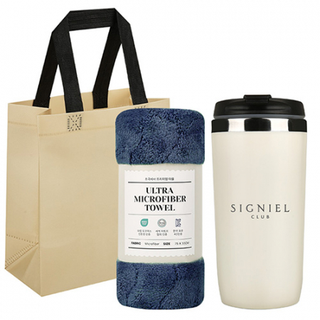 리얼 이중구조 텀블러 + 타올 선물세트 #2