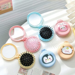 프라임 동물 캐릭터 거울 빗 접이식 세트