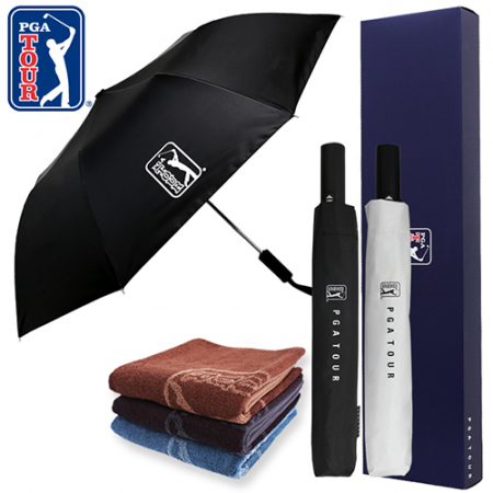 PGA 2단완전자동 암막 우양산+170g 죽사타올 세트 #2