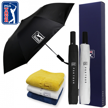 PGA 2단완전자동 암막 우양산+170g 면사타올 세트 #2