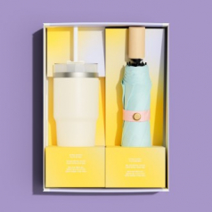 벨솔라 선물세트 삼색삼단 수동 암막 우양산 + 밀크티 텀블러