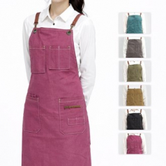 남자 여자 공방용 튼튼한 컬러풀 캔버스 X형 포켓 앞치마