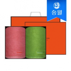 송월타월 포인트 200g 2매 선물세트(오렌지상하+쇼핑백) 답례품