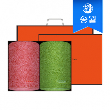 송월타월 컬러풀 170g 2매 선물세트(오렌지상하+쇼핑백) 답례품 #2