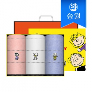 송월타월 스누피 프렌즈 3매 선물세트+쇼핑백 답례품
