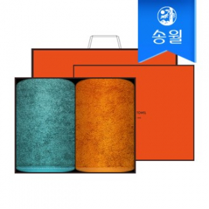 송월타월 솔리드뱀부무지 2매 선물세트(오렌지상하+쇼핑백) 답례품