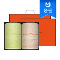 송월타월 스윗하트 하니 2매 선물세트(오렌지상하+쇼핑백) 답례품