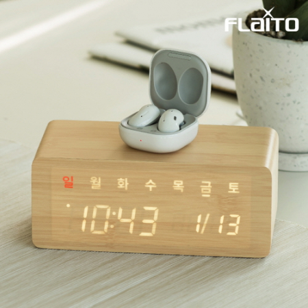 플라이토 우드 무선충전  데이트 LED 탁상시계 시즌2 #3