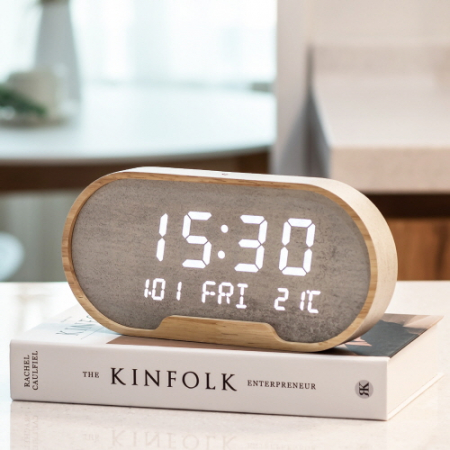 플라이토 우드 타원  인테리어 LED 탁상시계 #2