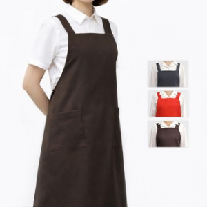 남자 여자 주방 내추럴 무지 단추 길이조절 X형 앞치마