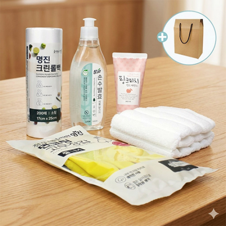 주방세제 주방타올 면코팅고무장갑 주방5종세트 #2