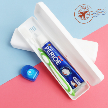 흰색케이스+페리오치약+보들모칫솔+치실 휴대용 양치세트 치약칫솔세트 #2