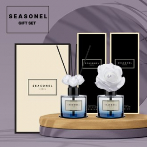 시즈넬 선물세트 블루 실내디퓨저120ml미니로즈+차량용 블루디퓨저120ml