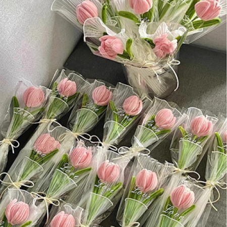 모루 꽃다발 튤립 퀄트 공예 한송이 포장 #2