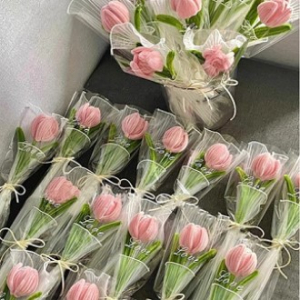 모루 꽃다발 튤립 퀄트 공예 한송이 포장