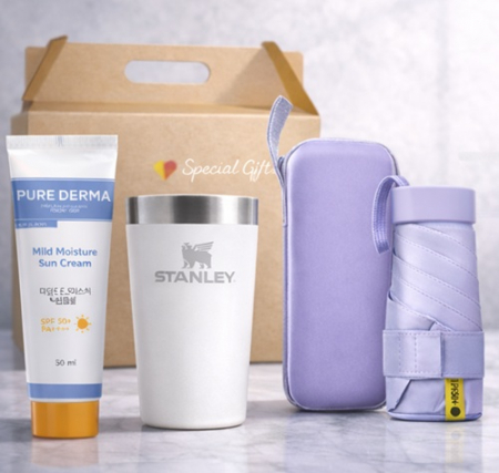 스탠리3종세트 사각우산 양우산5단암막 우산세트 선크림 쿨세트 자외선차단 아이스 #2
