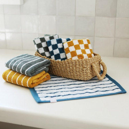 기라로쉬 기념수건 뱀부 선염핸드 체스 그리드 70g 수건 고급 타올 호텔수건 G14 #2