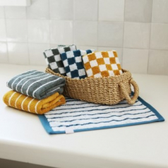 기라로쉬 기념수건 뱀부 선염핸드 체스 그리드 70g 수건 고급 타올 호텔수건 G14